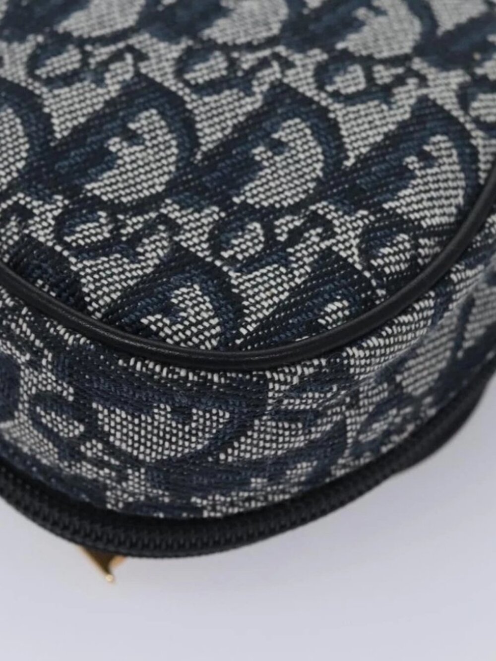 Christian Dior Trotter Canvas Saddle Pouch Navy Gold Auth - Picture 5 of 16